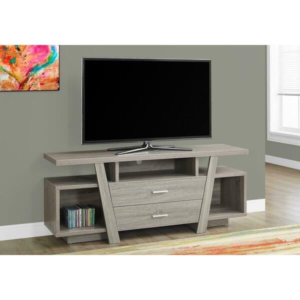 Magneticismmagnetismo 23.75 in. Dark Taupe Particle Board, Hollow Core & MDF TV Stand with 2 Drawers MA3082561